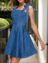 'Ismene' Sleeveless Tie-Shoulder Denim Mini Dress - Celes Fashion